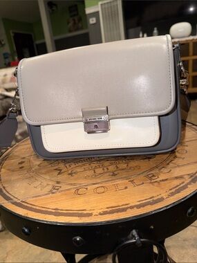 Michael Kors Two-Tone Gray and White Leather Crossbody